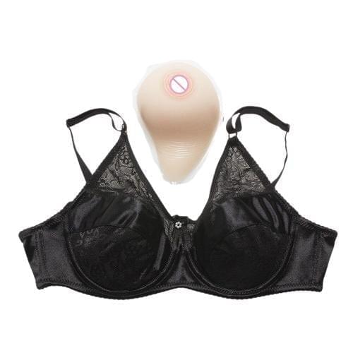 1600g/pair Brown Round Silicone Boobs+Sexy Black Transparent Lace Pocket  Bra ) Drag Queens CD TS False Breast With Bra Set - AliExpress