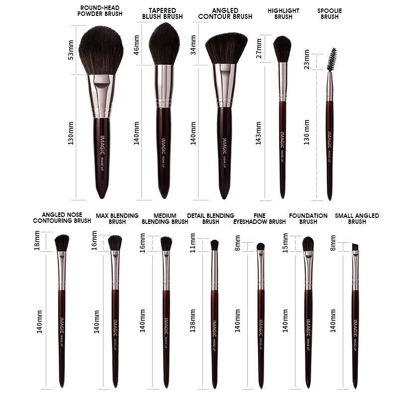 Makeup Brush Set Queen Burgundy (12 Brushes + Bag)