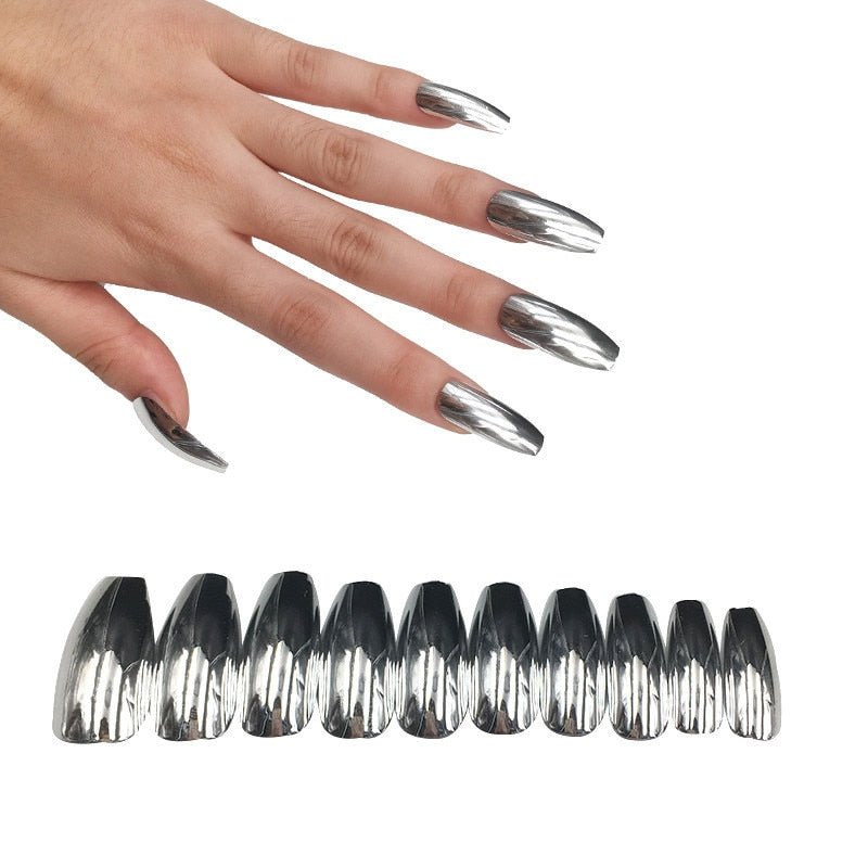 Drag Nails Black Glitter ( 24 Pcs ) - Drag Universe