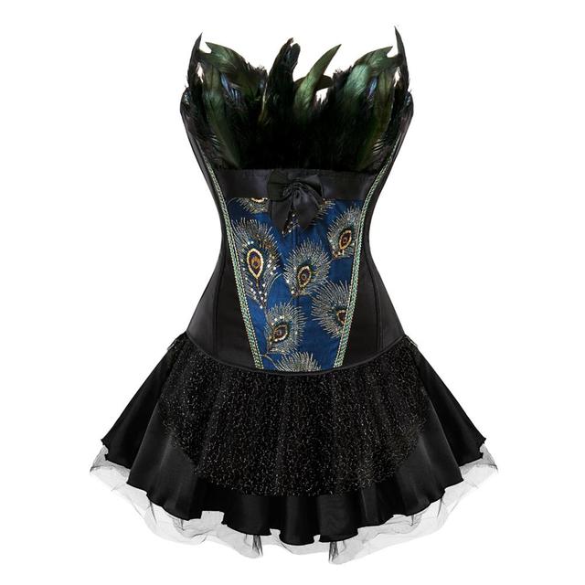 Corset Dress Drag Peacock (Black & Black)