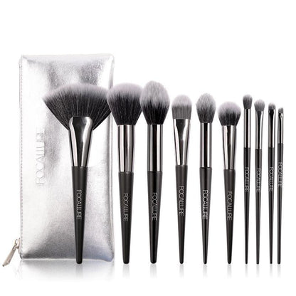 10 Professional Makeup Brushes + Bag