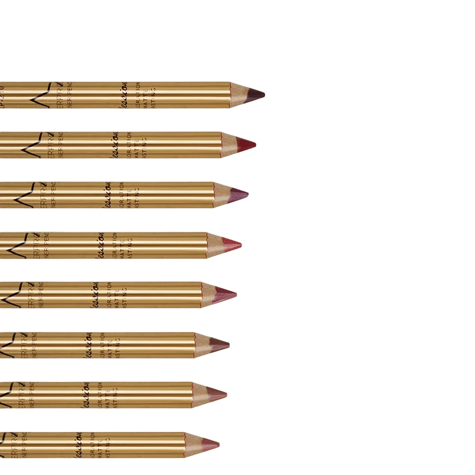 IMAGIC lip liner pencils with color swatches on a beige background