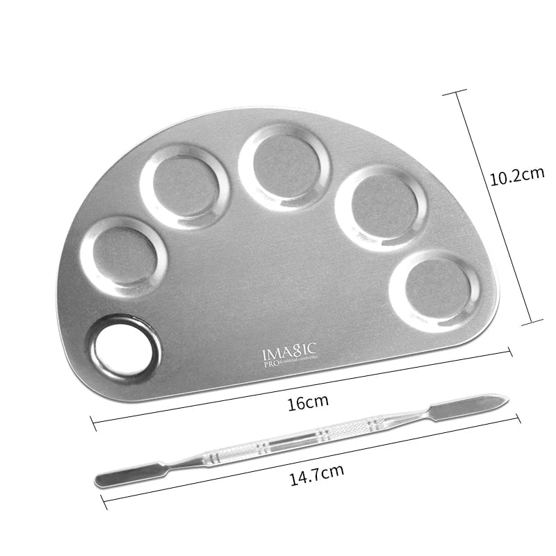 Metal paint palette with compartments and a brush, featuring IMAGIC branding, on a white background.