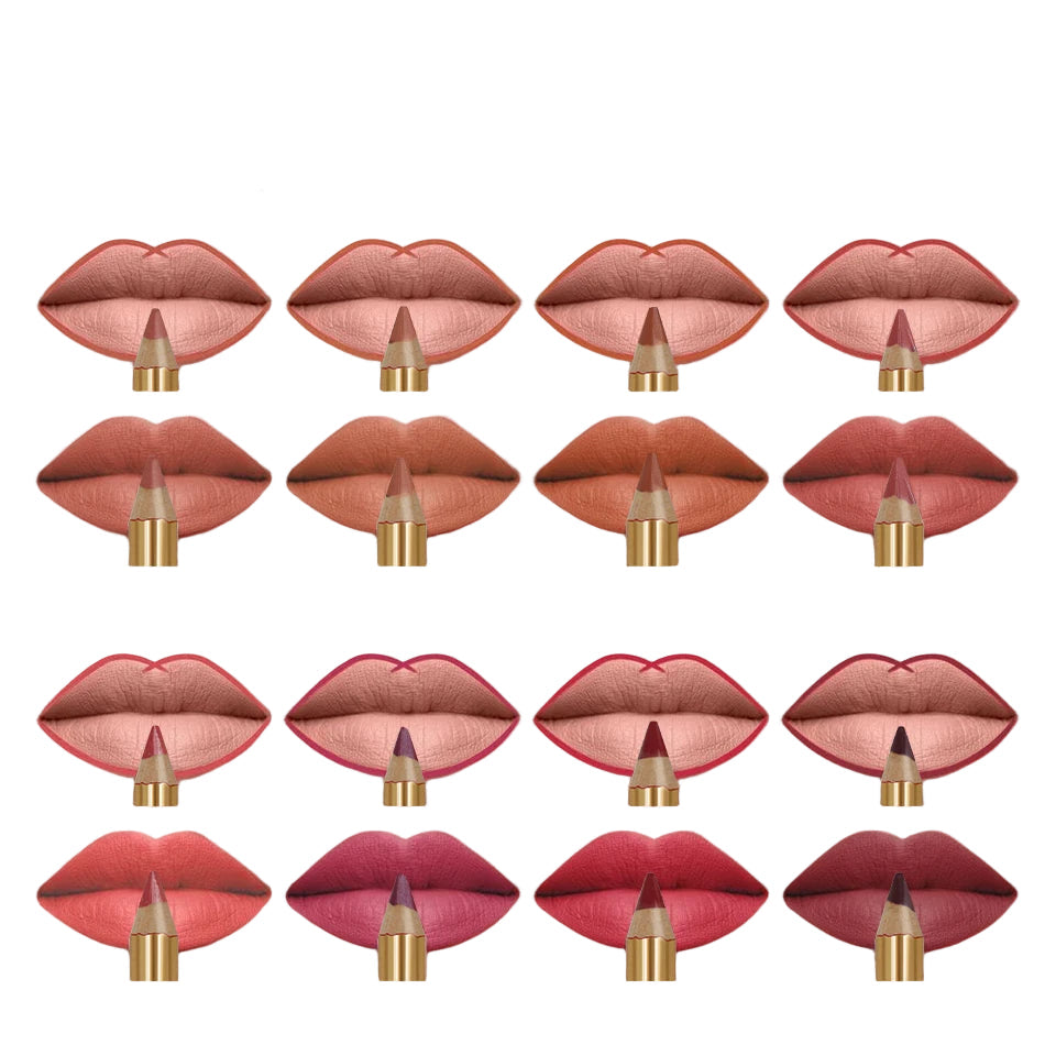 IMAGIC lip product color swatches on a beige background