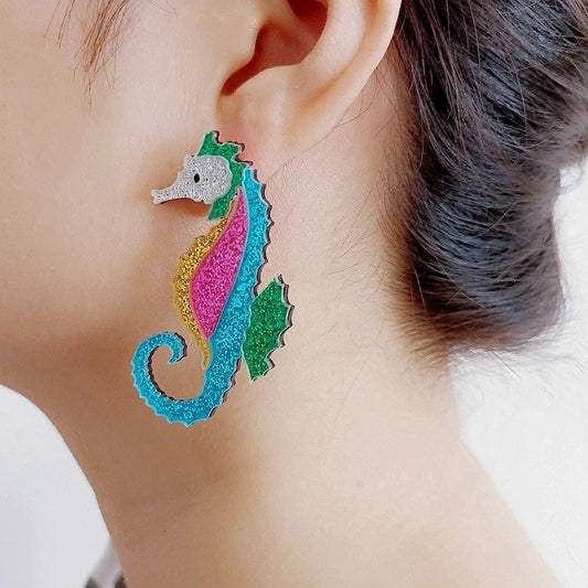 Stud Earrings Queen Seahorse
