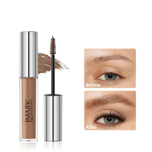 IMAGIC eyebrow product with 'Before' and 'After' effect on eyes on a white background