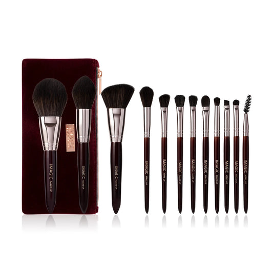 Makeup Brush Set Queen Burgundy (12 Brushes + Bag)
