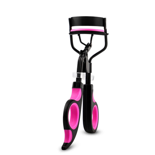 Eyelash curler with pink and black design on a white background, branded as IMAGIC PRO.