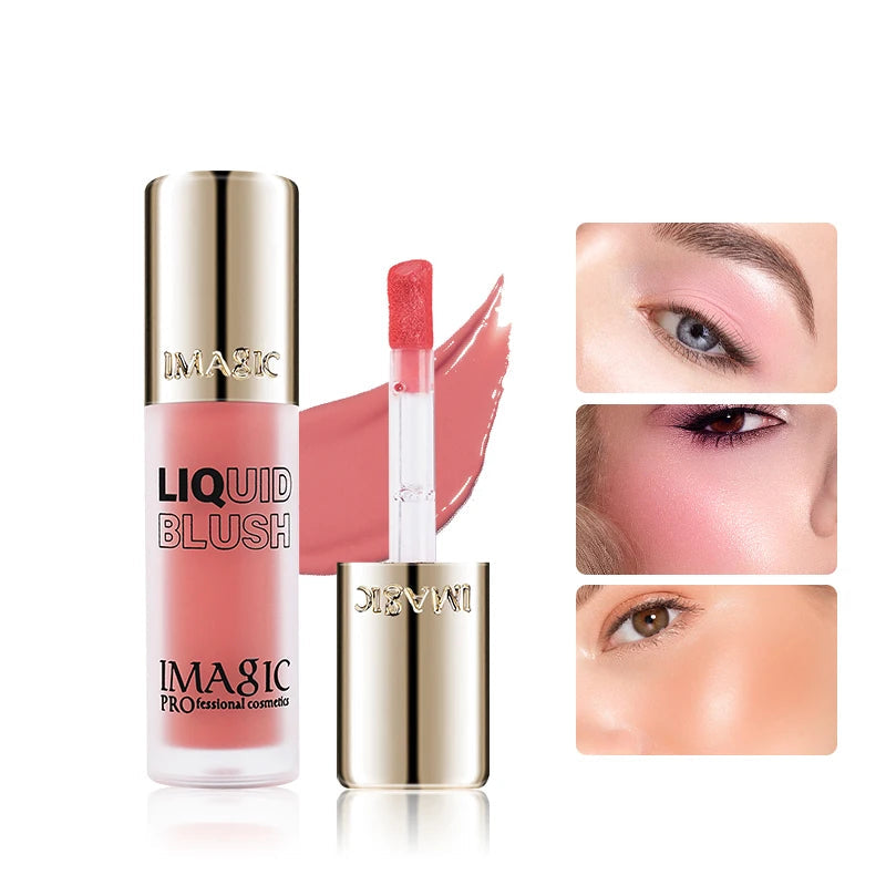 IMAGIC liquid blush with packaging and application examples on a white background