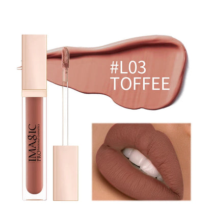 Lipstick with applicator and color swatch labeled '#L03 TOFFEE' by IMAGIC Professional cosmetics.