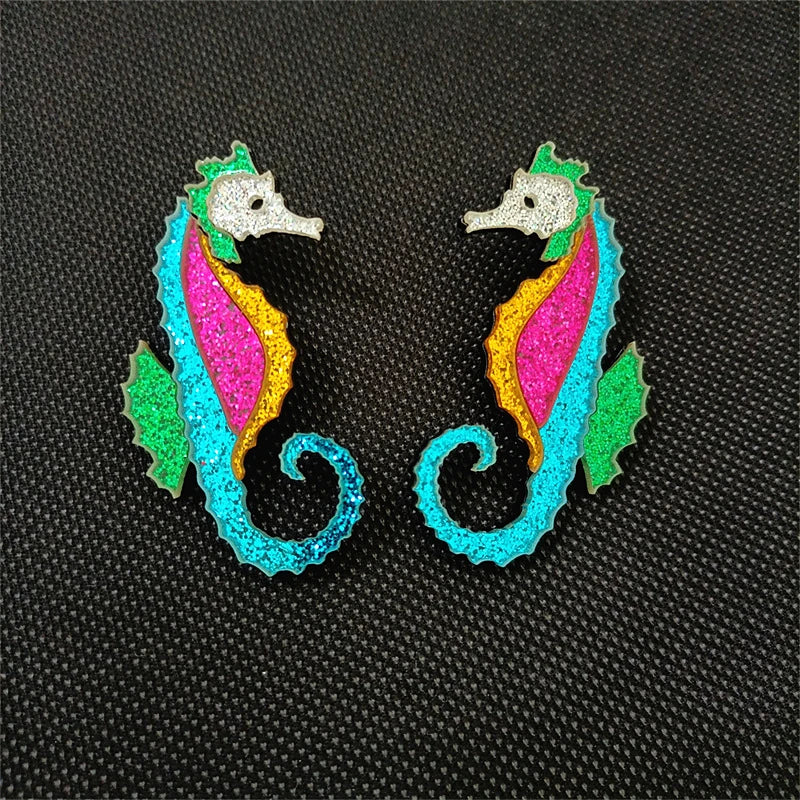 Stud Earrings Queen Seahorse
