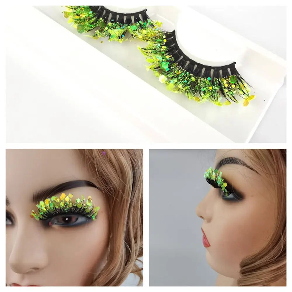 False Eyelashes Queen Sequins (Lemon green)