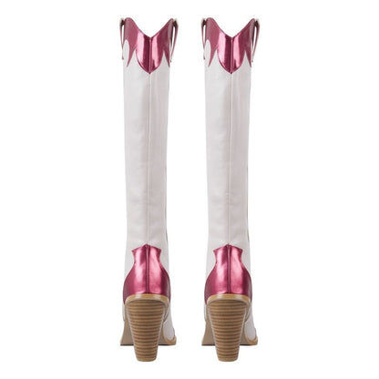 Boots Queen Tavered (White and fuchsia)