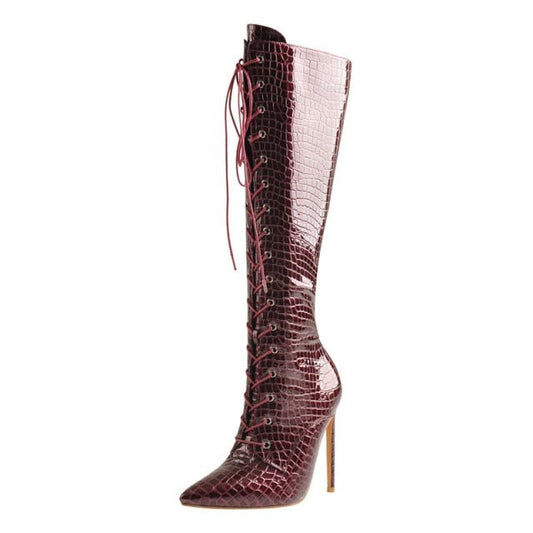 Boots Queen Khan (Crocodile red) - The Drag Queen Closet