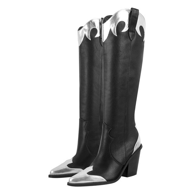 Boots Queen Tavered (Black and silver)