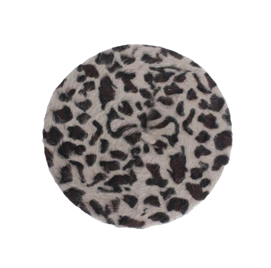 Beret Queen Leopard (gris foncé)
