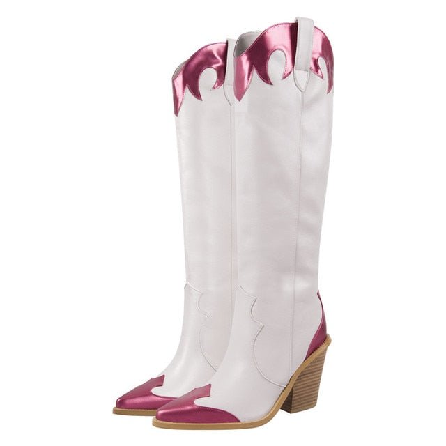 Boots Queen Tavered (White and fuchsia)